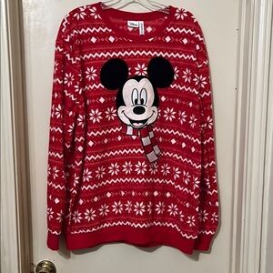 Disney Red Snowflake ❄️ Mickey Mouse Mens Sweater